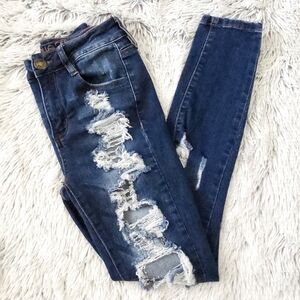 Rue21 Blue Skinny Distressed Jeans